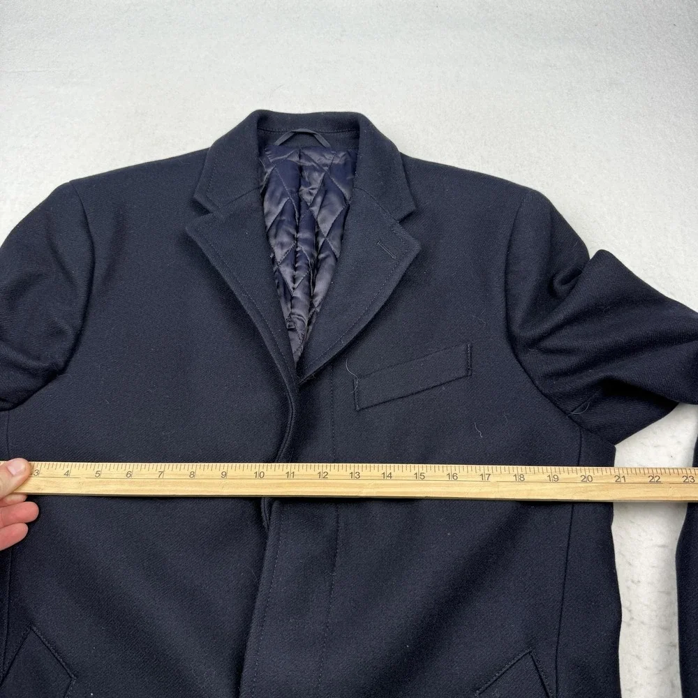 Banana Republic Coat Mens Medium Blue Nova Fides Wool Overcoat Button Front